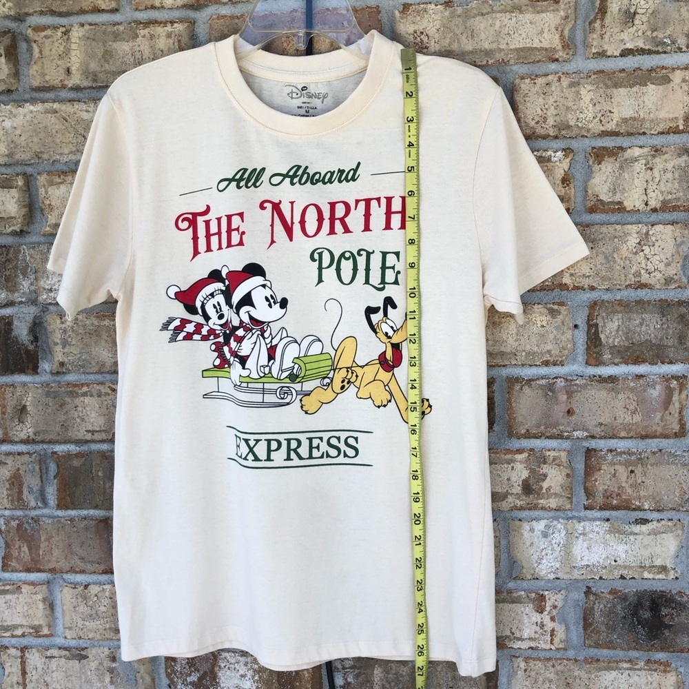 Disney All Aboard The North Pole Express Holidays Light Cream T-shirt Unisex M - Picture 4 of 9